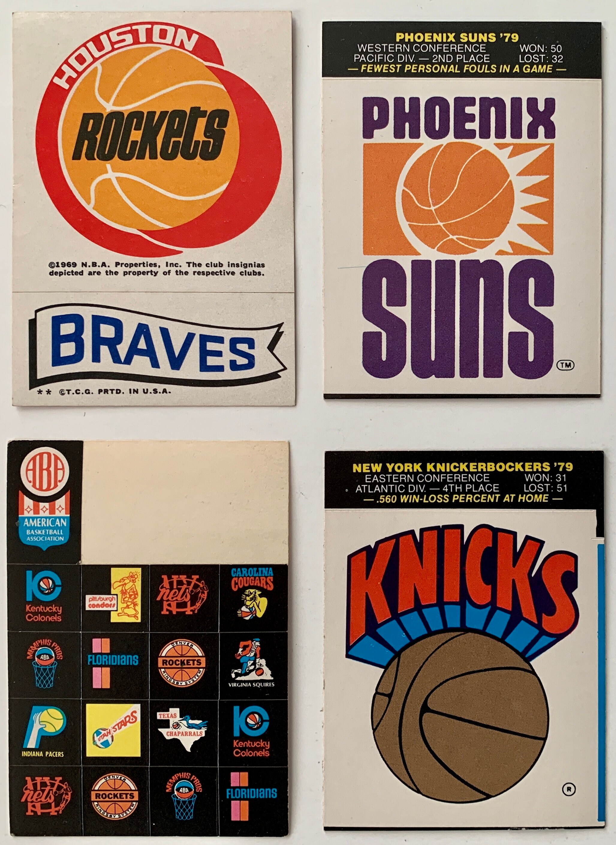 Vintage 1969-1979 Topps ABA/NBA Basketball Logo Team Stickers 