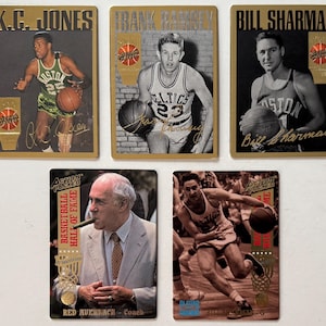 Panthéon du basketball bourré d'action Red Auerbach / K.C. Jones Celtics Lot de 5 cartes à collectionner