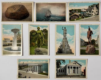 Plymouth Mass Pilgrim Mayflower Uncirculated Postcards Vtg Smith News Store Lot of 9