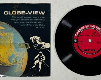 Glove-View Rand McNally World Portrait Globe Astronaut Space Flight 7" Record