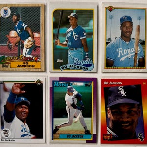Bo Jackson 1987 1992 Topps Bowman Upper Deck Baseball Cards Lot of 6 with Rookie