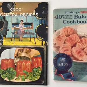 1958 Pillsbury&#39;s Best 10th Grand National Bake-Off Cookbook / 1963 Knox On-Camera Recipes Vintage Cookbook Lot of 2