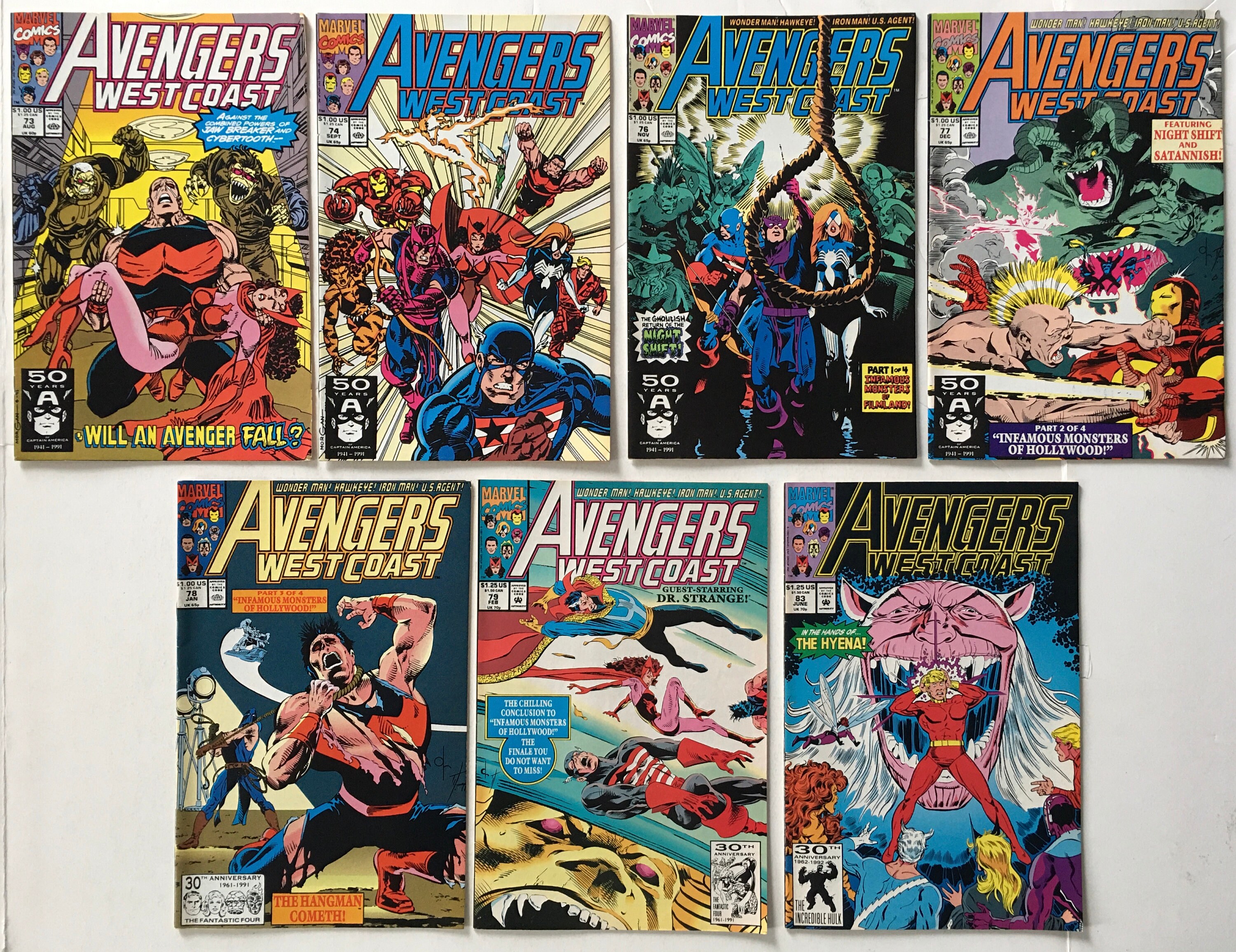Avengers West Coast s 73 74 76 77 78 79 83 Lot of 7 Marvel - Etsy