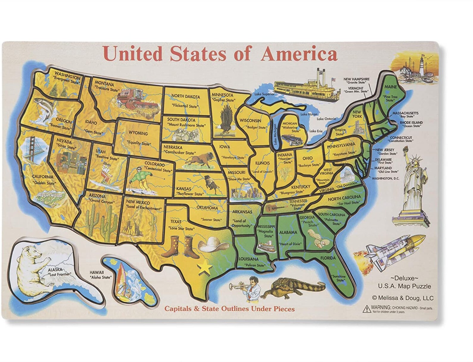 Wooden USA Puzzle Educational Large State Borders USA Map Etsy