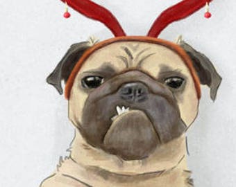 Christmas selfie - Pugs greeting card