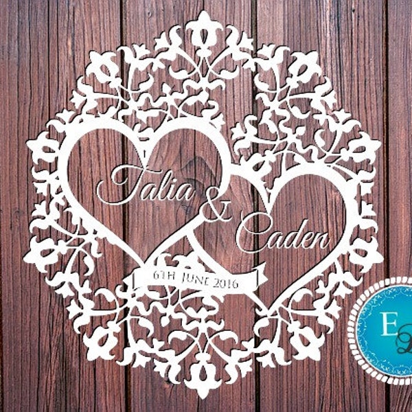 Customized paper cutting TEMPLATE, DIY Wedding, Anniversary, Gift, Printable, JPG, Wedding papercut