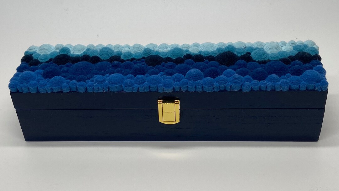 Shades of Blue Desk Accessory Box Office Decor Desk Organizer Blue Desk