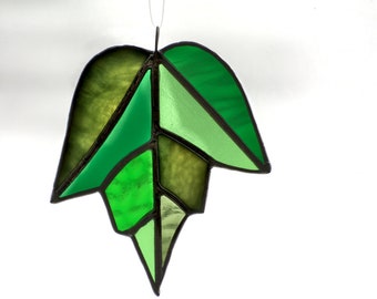 Stained Glass Maple Leaf Suncatcher (Green) - ShardLight Glassworks