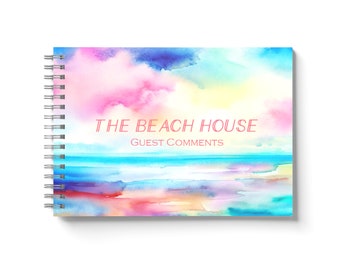 Personalised holiday home rental book for visitor comments, holiday home guest book