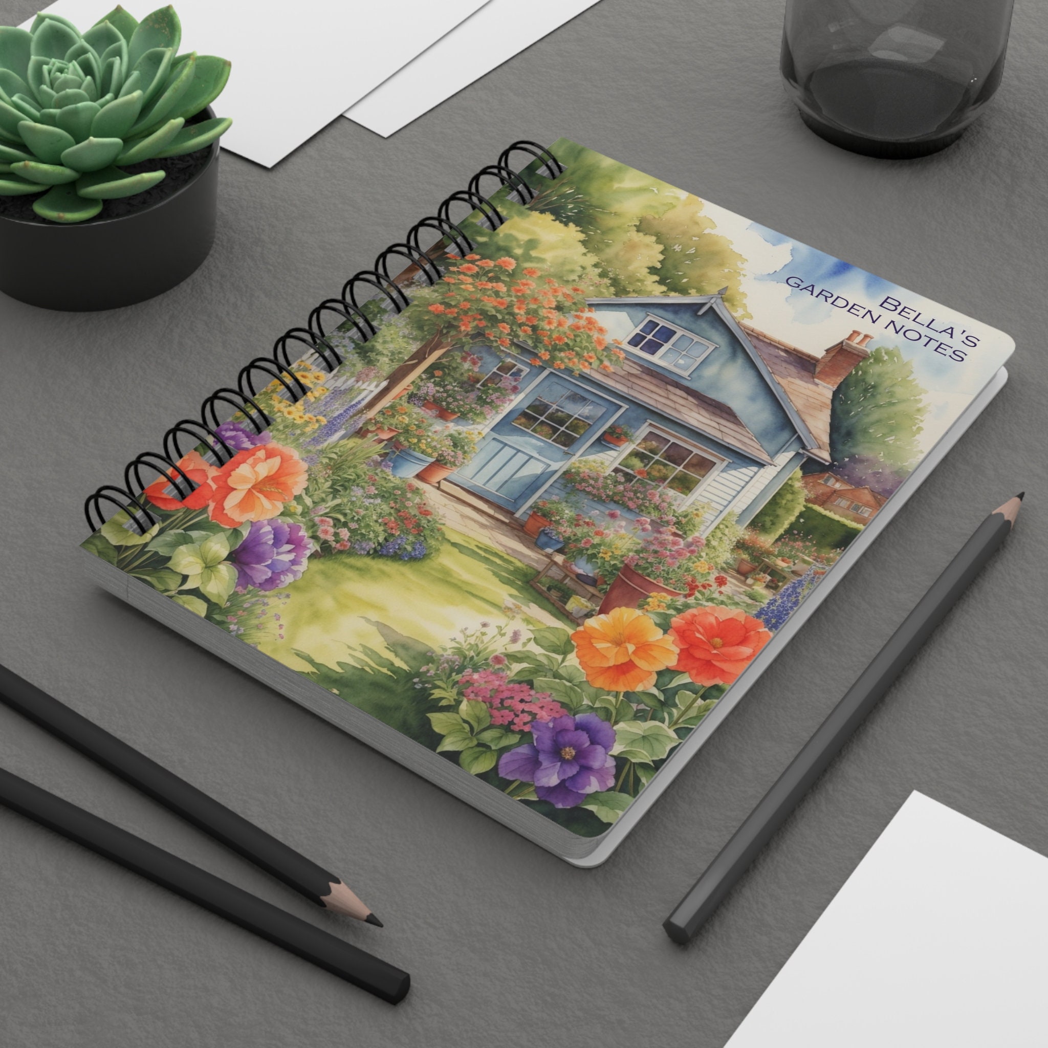 Any title personalised notebook, gift for gardeners, garden journal notes