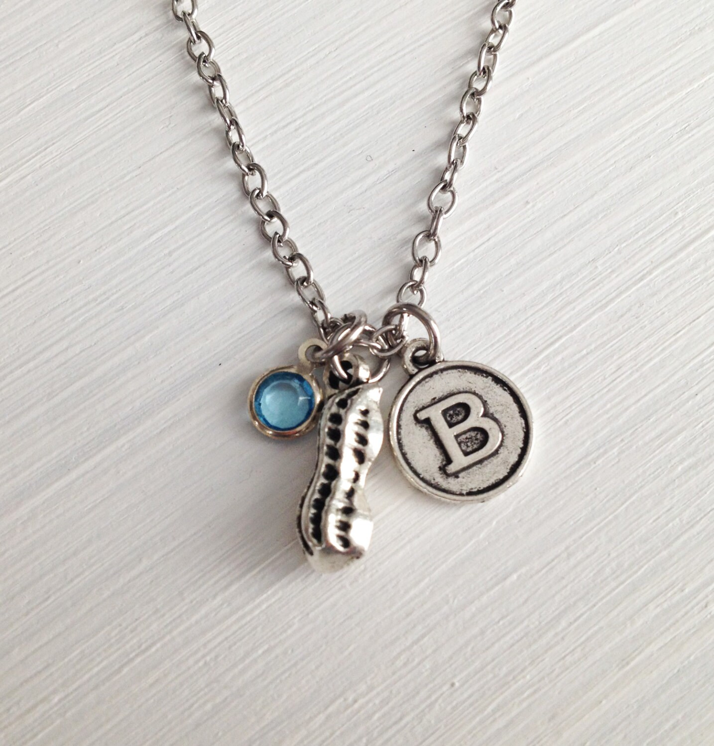 Peanut necklace silver peanut personalized necklace Etsy