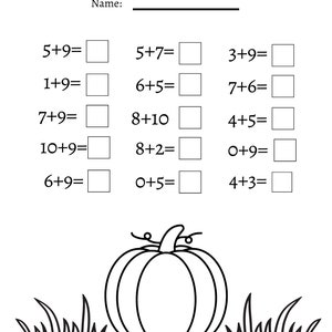 Fall Addition Math Sheet