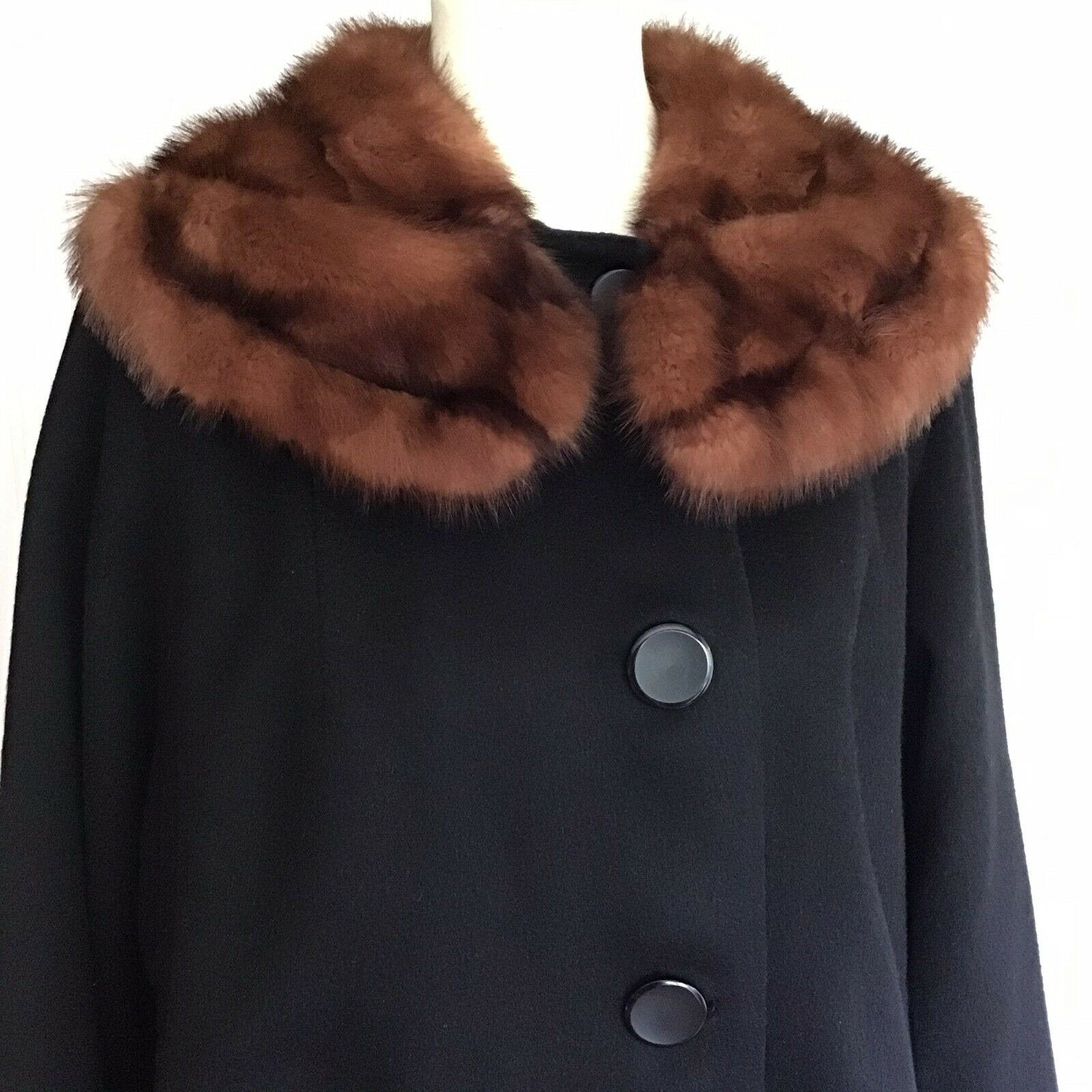 Vintage Wool Coat with Mink Fur Collar 1950s 1960s L/XL Etsy