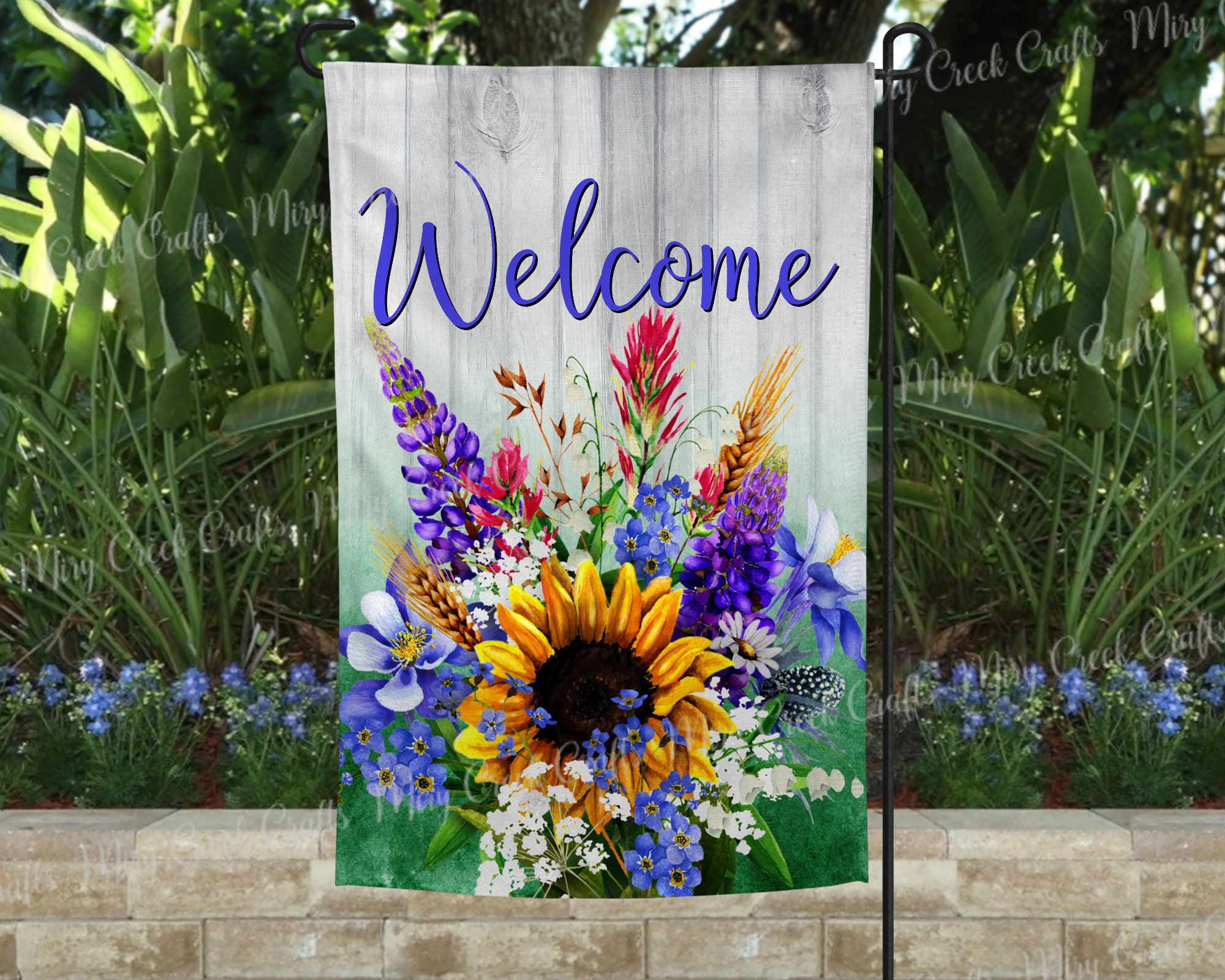 Floral Welcome Garden Flags Outdoor Flag House Warming Door | Etsy