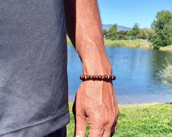 Men’s Love & Trust Mala Bracelet | Luxury Red Tiger Eye | Coconut Wood | Healing Mala Beads | Strength | Grounding | Unconditional Love