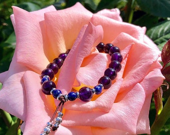 Ascension Mala Bracelet | AAA Brazilian Amethyst | AAA Blue Lapis Lazuli | Reiki Mala Beads | Clarity | Spiritual Health | Anxiety Relief