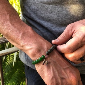 Men’s Prosperity Mala Bracelet | AAA Natural Siberian Jade | AAA Dragons Blood Jasper | Luxury Gemstones | Endurance | Wealth | Motivation
