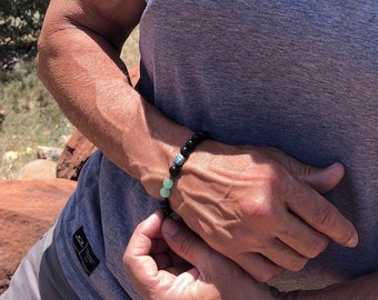 Men’s New Opportunity Mala Bracelet | Luxury Rainbow Obsidian | Green Adventurine | Blue Lapis Lazuli | Confidence| New Beginnings | Luck