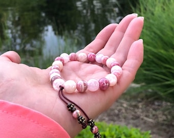 Ripples of Love Mala Bracelet | Pink Rhodonite | Rhodochrosite | Rose Quartz | Morganite | Pink Opal | Mangano Calcite | Heals & Opens Heart