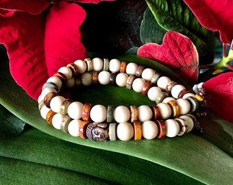 Everything Is Ok Mala Bracelet | Ivory Jasper | Red Creek Jasper | Optional Buddha | Your Choice | Ultra Comforting | Stress Relief | Unisex