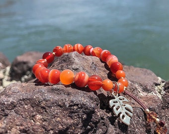 Vibrant Life Mala Bracelet | Shimmering AAA Red Banded Agate | Red Carnelian | Orange Adventurine | Vitality | Libido | Energy | Creativity