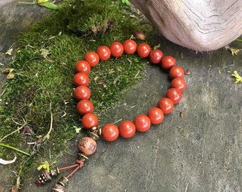 Sukha (Stress Relief) Mala Bracelet | AAA Red Jasper Gemstones | Reiki Infused | Eases Worry | Reduces Anxiety | Increases Life Force Energy