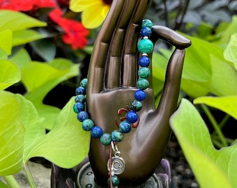 Life Purpose Mala Bracelet | Luxury Gemstone Mala Beads | Azurite | Malachite | Reiki Infused | Healing | Enlightenment | True Purpose