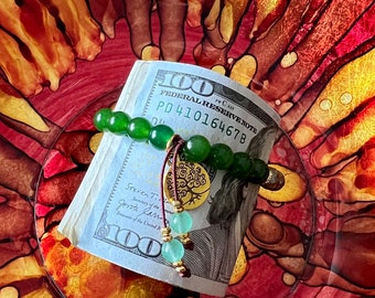 Financial Freedom Mala Bracelet | AAA Natural Siberian Jade | Green Adventurine | Pyrite | Abundance | Success | Opportunity | Action