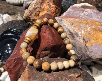 Easy Abundance Mala Bracelet | Natural Citrine | Picture Jasper | Balances Chakras | Infuses Confidence | Manifests Abundance | Unisex