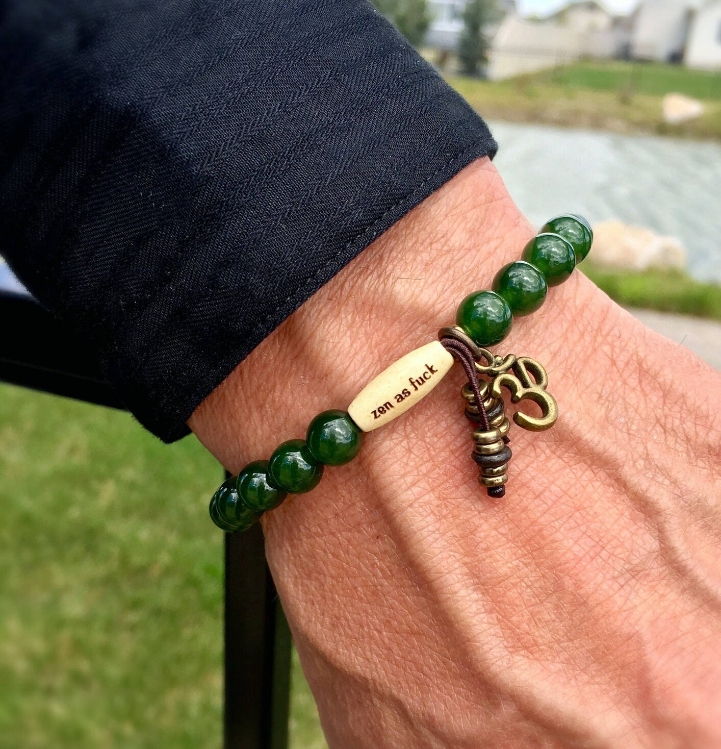 Green Jade Bracelet Men & Women Canadian Nephrite Jade Bracelet Jade Jewelry,  Jadeite Bracelet, Green Jade Beads Bracelet Nephrite Jewelry