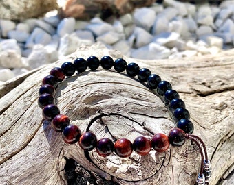 Men’s Strong & Steady Mala Bracelet | Luxury AAA Mala Beads | Red Tiger Eye | Black Onyx | Hematite | Grounding | Strength | Drive