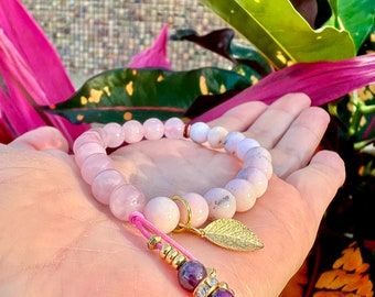 Loving Presence Mala Bracelet | Beautiful Gemstones | Pink Opal | Rose Quartz | Ruby Tassel | Love | Joy | Inner Healing | Peaceful Presence