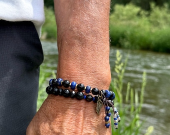 NEW! Men’s Master Healer Bracelet Set | AAA Exquisite Natural Gemstones | Obsidian | Tourmaline | Lapis Lazuli | Labradorite | Magic | Power