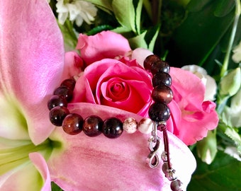 Passion Mala Bracelet | Sumptuous AAA Gemstones | Red Tiger Eye | Rose Quartz | Crazy Lace Agate | Garnet | Love | Sex | Romance | Vitality