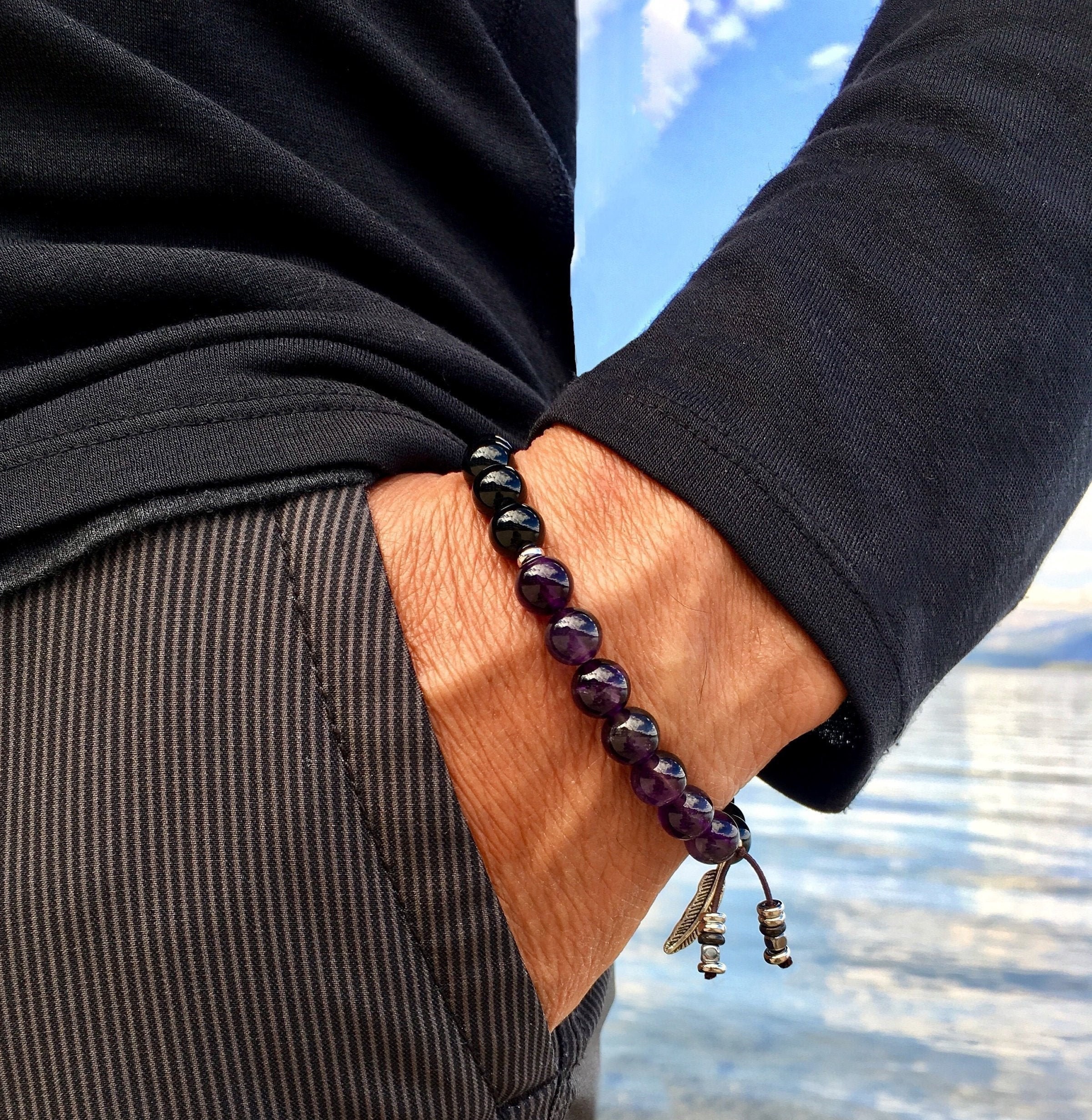 Men's Recovery Mala Bracelet AAA Luxury Natural Gemstone Mala Beads