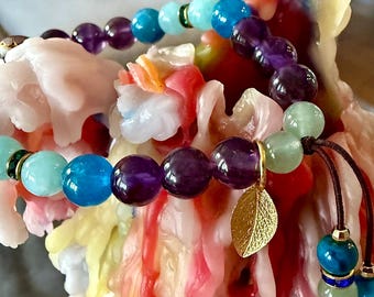 Enjoy the Ride Mala Bracelet | Amethyst | Amazonite | Adventurine | Azurite | Apatite | Vitality | Positive Energy | Let Go | Relish Life