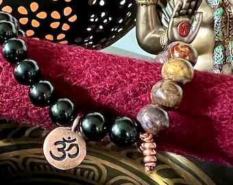 Astral Travel Mala Bracelet | AAA STRONG VIBRATIONS | Black Tourmaline | Pietersite | Ascension | Divine Guidance | Shamanic Journeying