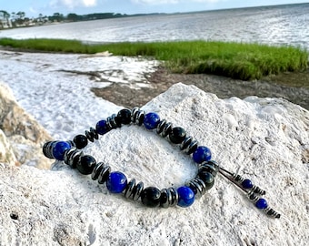 NEW! Men’s Inner Peace Mala Bracelet | AAA Luxury Natural Crystals | Lapis | Obsidian | Hematite | Serenity | Clarity | Eases Anxiety & Pain