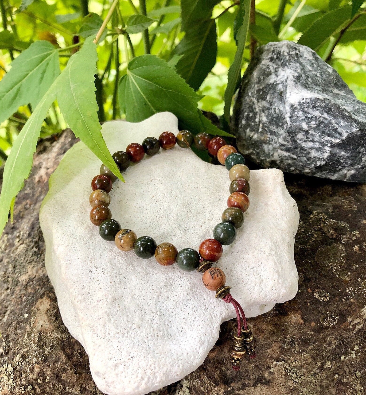 Men’s Worthy Mala Bracelet Luxury Picasso Jasper Reiki Infused