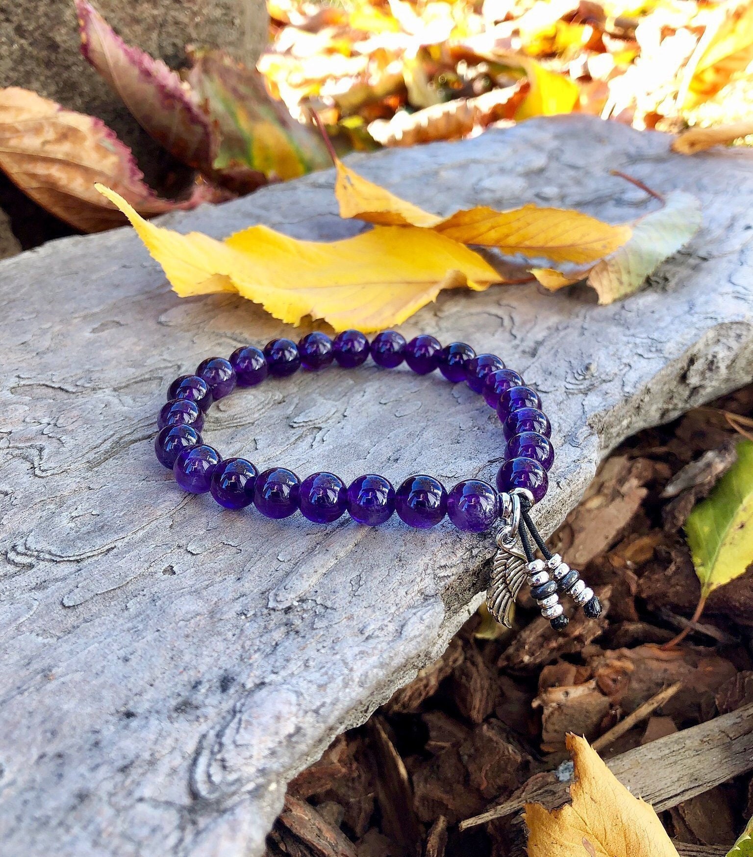 Anxiety Angel Mala Bracelet AAA Luxury Amethyst Gemstones Reiki