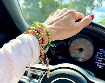 Affluence Bracelet Set | AAA Natural Siberian Jade | AAA Sparkling Citrine | Genuine Sandalwood | Adventurine | Pyrite | Wealth | Money
