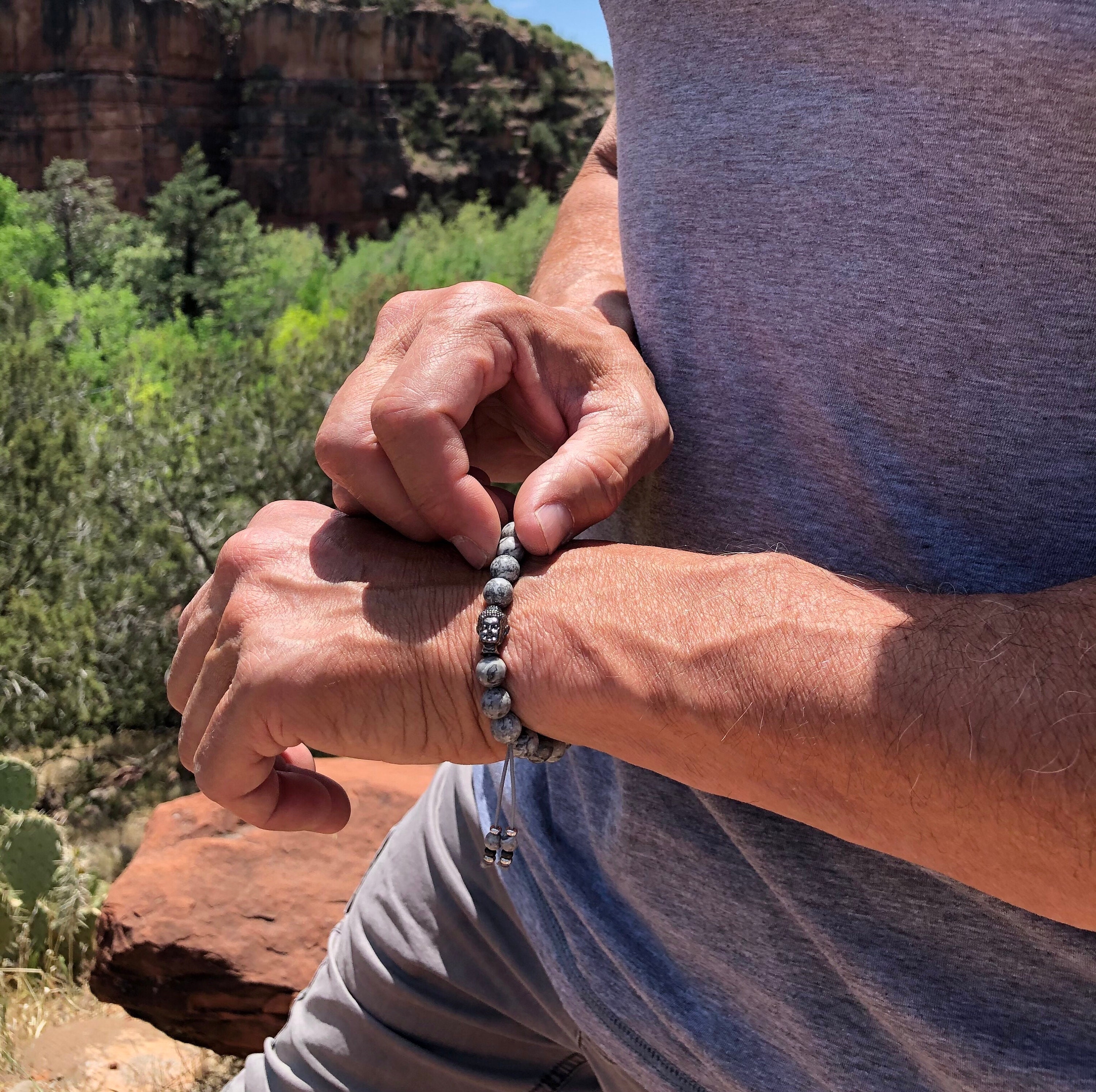 Mens Positive Energy Bracelet Wrist Mala Reiki Infused Mala