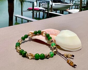 NEW! Wildly Wealthy Mala Bracelet | AAA Natural Canadian Green Jade | Adventurine | Citrine | Pyrite | Success | Prosperity | Attracts Money