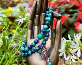 Life Purpose Mala Bracelet | Luxury Gemstone Mala Beads | Azurite | Malachite | Reiki Infused | Healing | Enlightenment | True Purpose