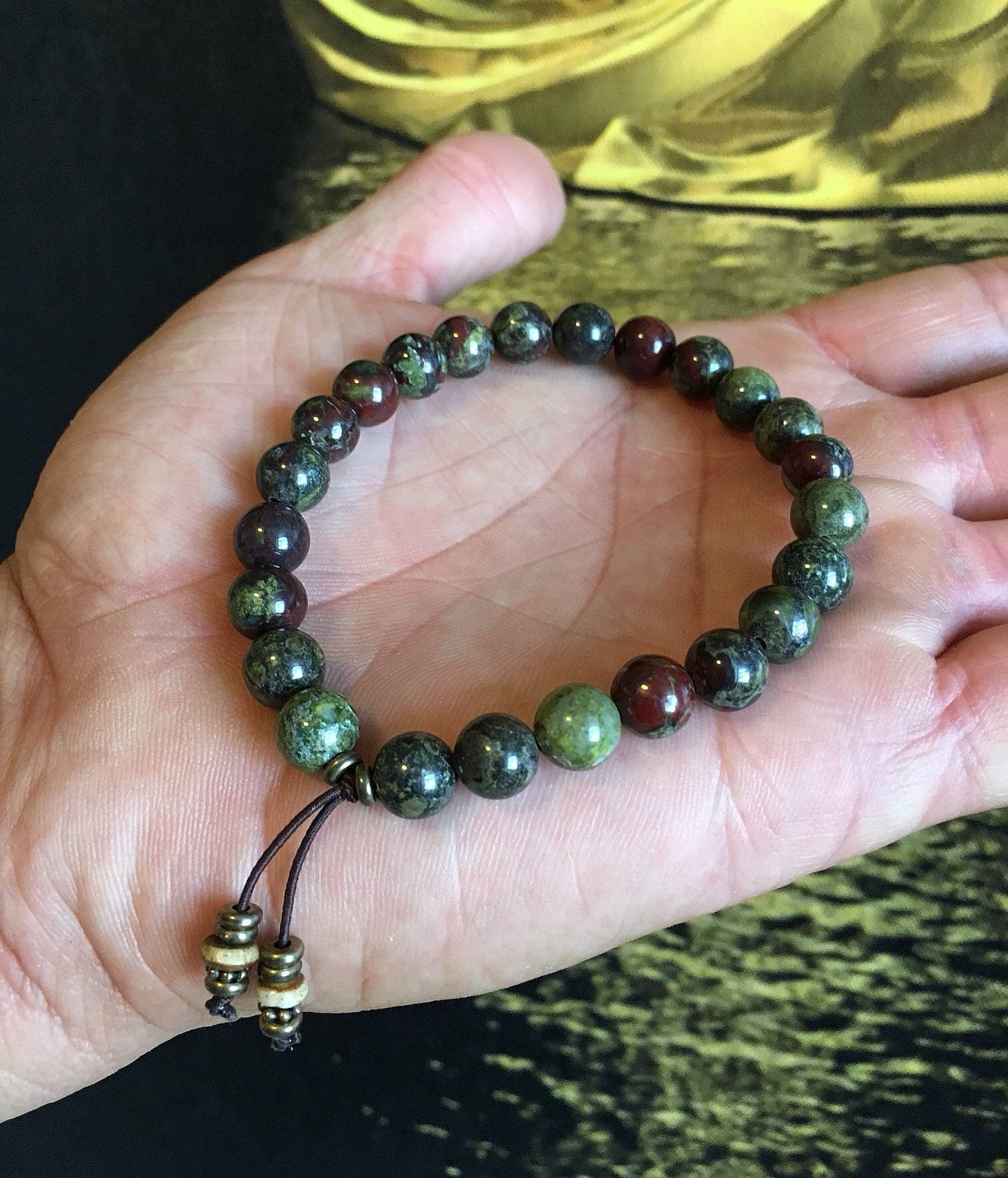 Men S Power Mala Bracelet Dragons Blood Jasper Healing Mala Beads Wrist Mala Courage Strength Motivation Accomplishment