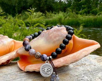 NEW! Oasis Mala Bracelet | Luxury Natural Gemstones | Rainbow Obsidian | Charoite | Tanzanite | Embracing Change | Relaxed Attitude