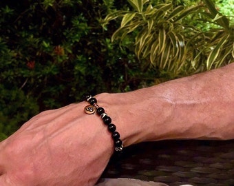 Men’s Om Zen as F#ck Mala Bracelet | AAA Black Obsidian | AAA Black Onyx | Reiki Infused Mala Beads | Dissolves Past Trauma | Eases Anxiety