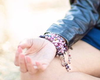 All The Love! Luxury Mala Bracelet Set | Madagascar Rose Quartz | Red Garnet | Tourmaline | Obsidian | Passion | Love in all Forms