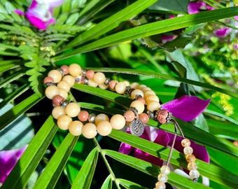 NEW! Warm Sunshine Double Mala Bracelet | Gorgeous Natural Burmese Yellow Jade | Titanium Pyrite | Sunny Citrine | Sandalwood | Confidence