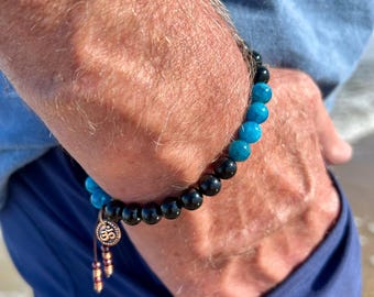 Men’s Fresh Start Mala Bracelet | AAA Apatite | AAA Black Onyx | AAA Brazilian Garnet | Letting Go | New Opportunities | Clean Slate